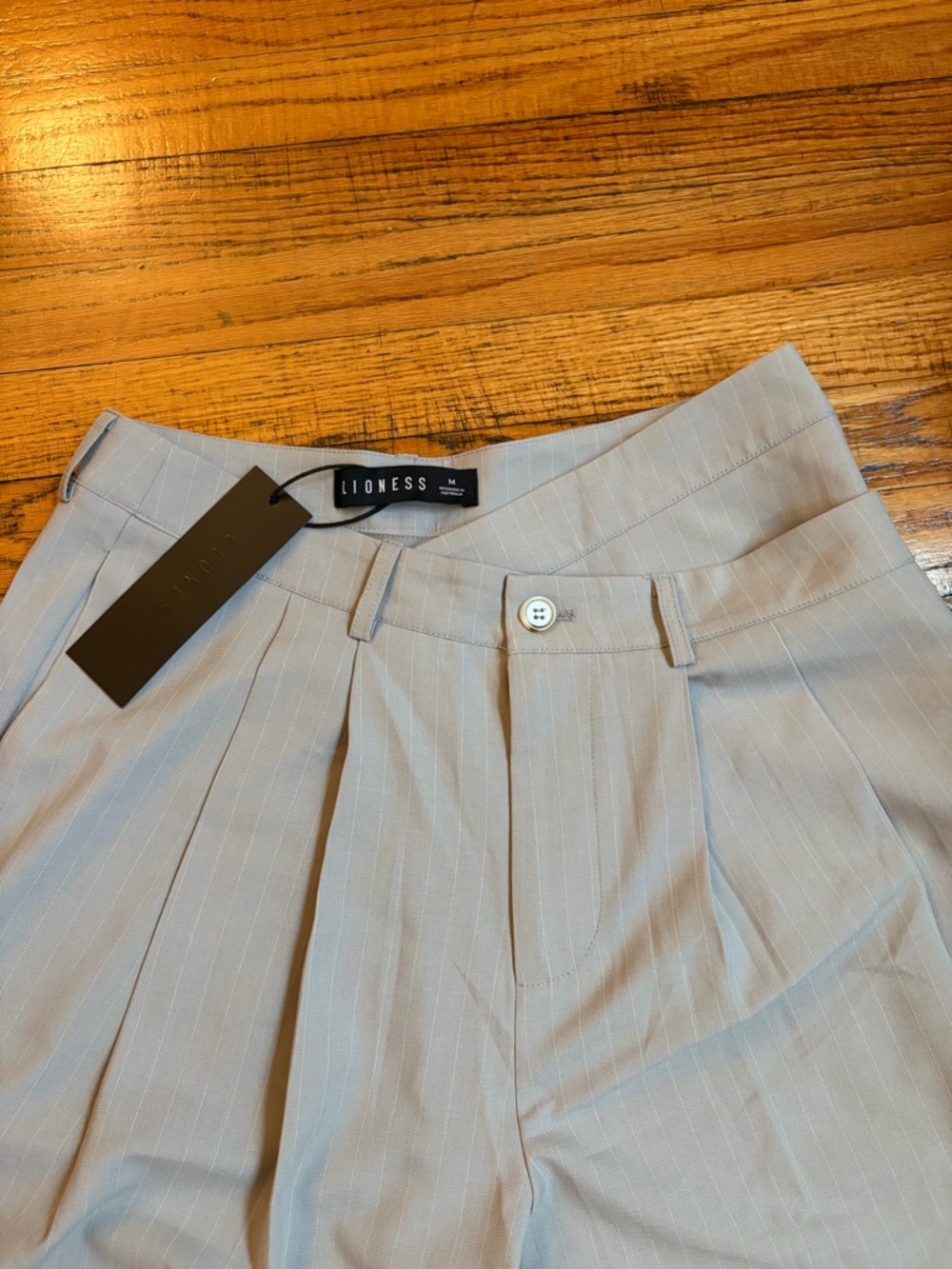 Gray White Pinstriped Pants Medium Lioness